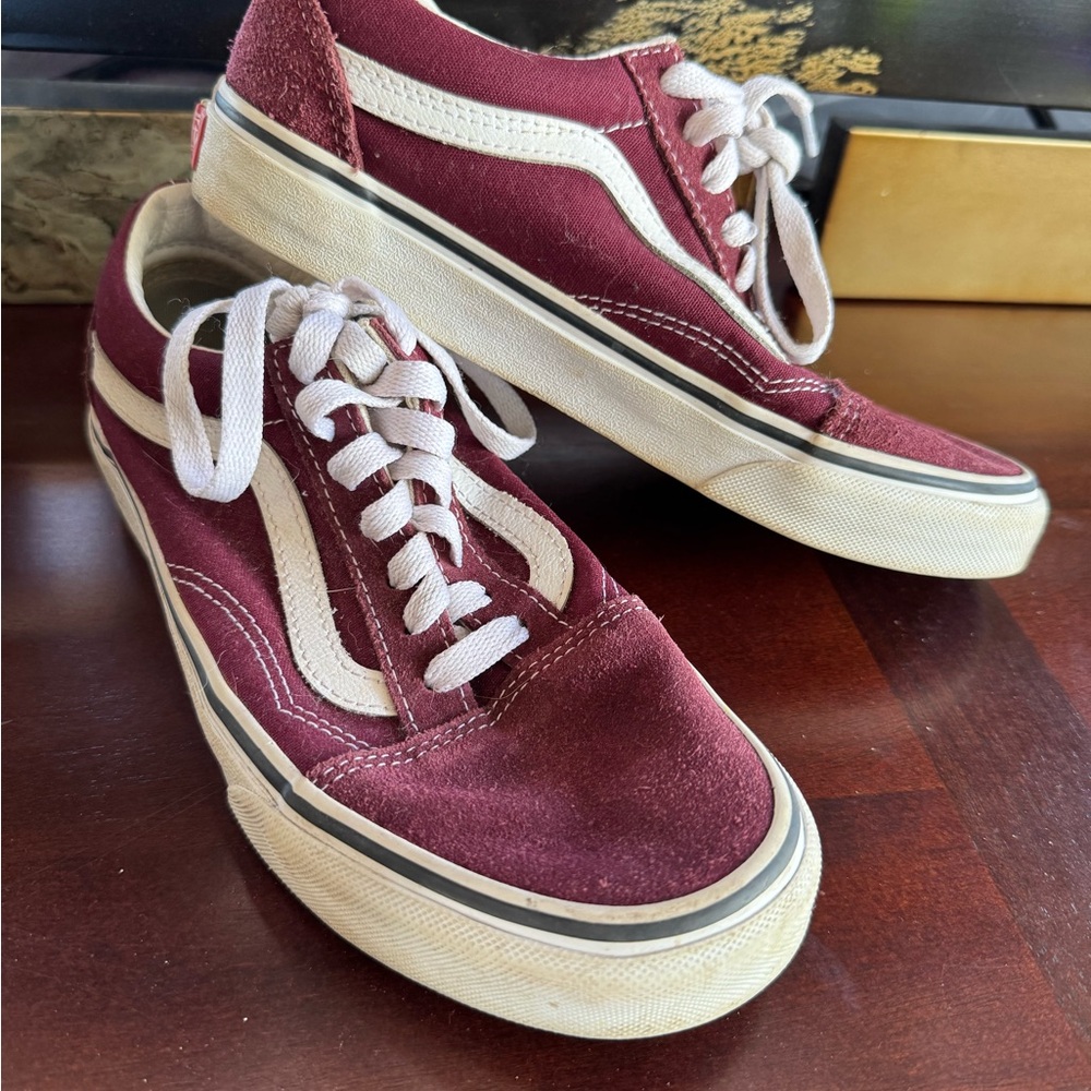 Vans Maroon and Cream Sneakers